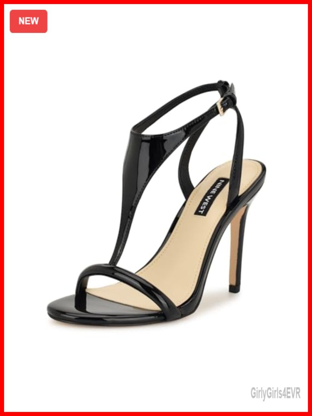 Nine West Mandey Faux Patent Leather Stiletto Heeled Sandals
